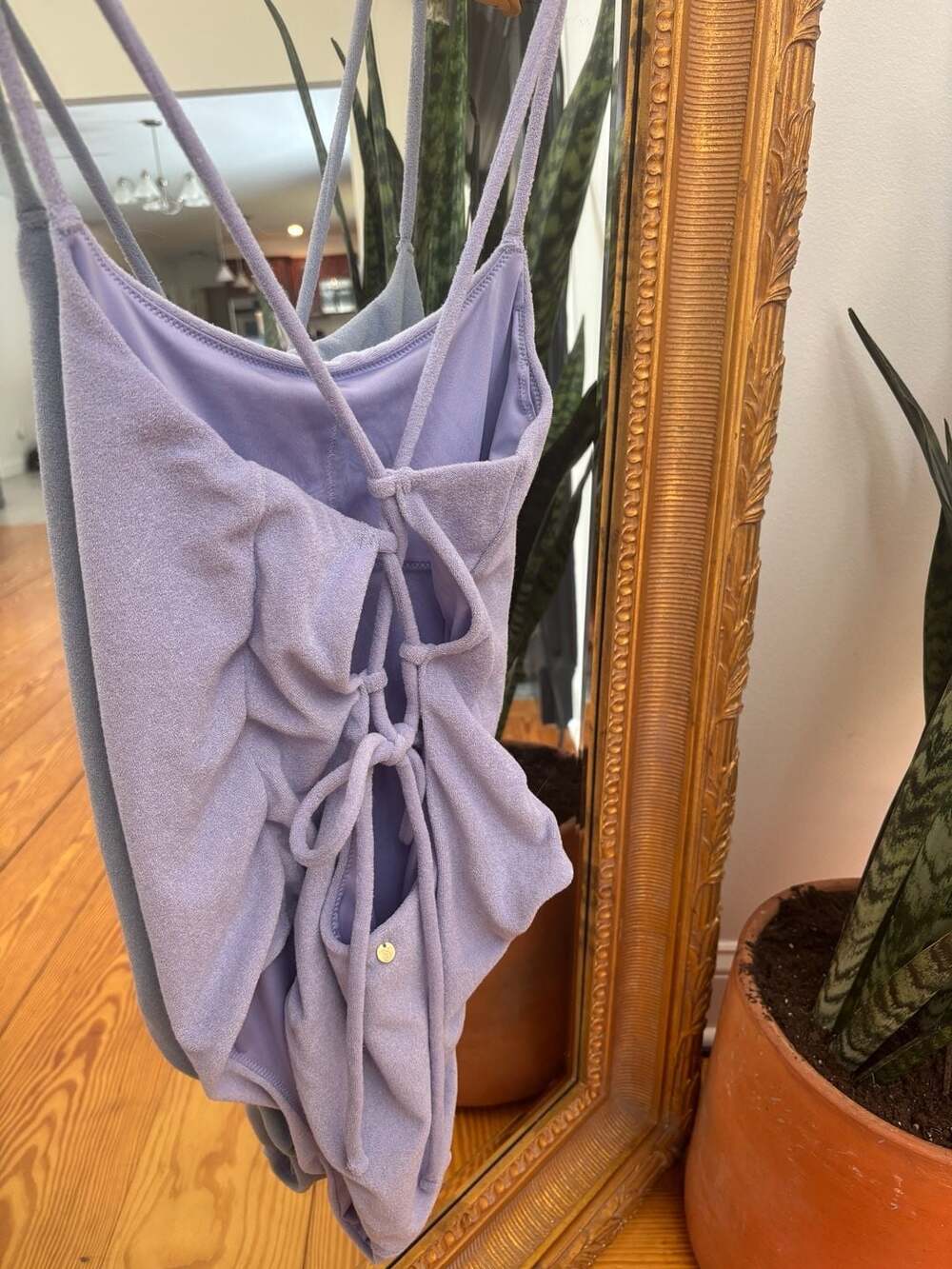 Victoria's Secret lavenderTerry Lace-Up One-Piece Swimsuit, Size M